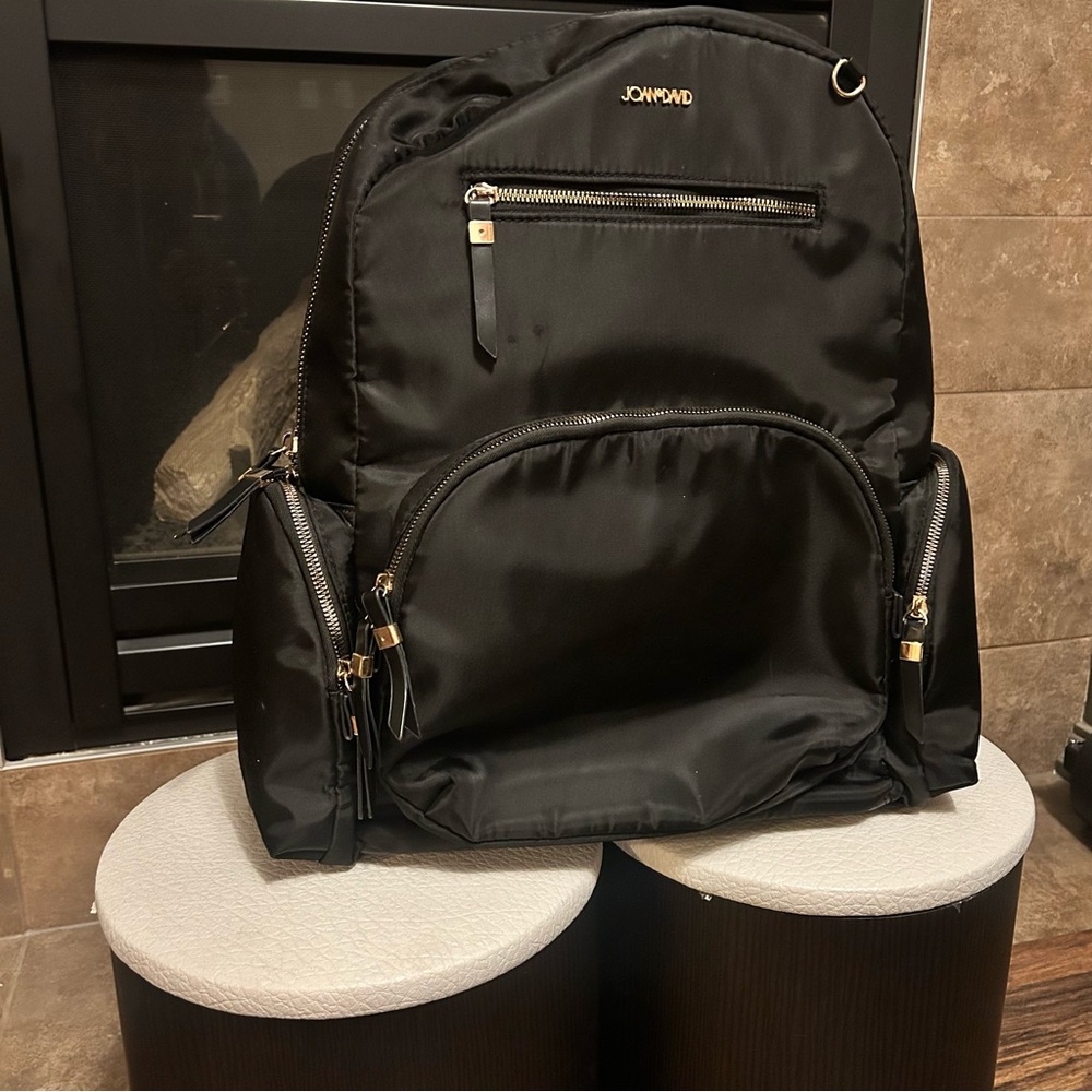Joan & David Black Bag with Gold Zipper O/S
